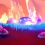 Placeholder: MUSHROOM lANDSCAPE BURNING IN BLUE FLAMES