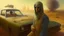 Placeholder: takistan life, scene oil painting. dr arab cover 1970, closeup dnd style. sunglasses. desert mist. smoking weed, a lot of smoke. lawrence of arabia. car race. post apocalytic.