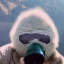 Placeholder: subject = (Yeti in a mask) background = (wildfires, mountains, fires, smoke, disaster)