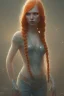 Placeholder: Woman, corpo intero, beautiful, orange hair, two braids, bangs, blue eyes, big eyes, freckles, long eyelashes, Frozen, 8k resolution concept art by Greg Rutkowski