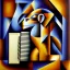 Placeholder: Georges braque Cubist painting of a monkey playing a accordion