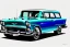 Placeholder: a true-to-life 1955 chevrolet nomad, classic wheels, centered, intricate, extreme detailed, photorealism, center view, city background, pivot on chevrolet, pen and color marker painting by cheryl kelley