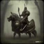 Placeholder: an old viking sitting on a zombie horse, scary, steam punk, realistic, made in octane, cinematic, ultra-realistic, extremely detailed octane rendering, 8K, VRAY Super Real ar 2:3, dof photorealistic futuristic 50mm lens hard lighting dark gray tintype photograph, realistic lighting, sepia color