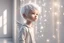 Placeholder: A silver-haired, balding chibi angel boy stands in front of a sparkling white room wall, gazing eagerly at it in sunshine, ethereal, cinematic postprocessing, dof, bokeh Weight:1 detailed matte painting Weight:0.9