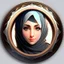 Placeholder: 3d anime Only the face Muslim Pretty impressive women inside a circular frame,Portrait image,professional look