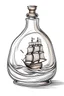 Placeholder: ship in a bottle in brown and gray shades on a white background in deco style