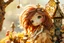 Placeholder: closeup, double exposure, merged layers, golden patina, corrosion, topographic lines, needle felt mohair cute chibi fairy princess, fairy village, watercolor and charcoal S<AI in sunshine