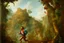 Placeholder: man running in colorful jungle by andrea del sarto