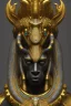 Placeholder: black male African Egyptian alien, cracks in the voodoo head, wicked, eyes, crown, Elephant, 8k, finely detailed, photo realistic, tiger turquoise skull head gold dragon space alien snow skeleton gold gorilla silver crown silver eyes