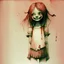 Placeholder: body anormal, smile blood, girl cute, watercolor illustration by <John Kenn Mortensen>, darkred tones,