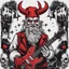 Placeholder: satanic santa claus with devil horns playing electric guitar