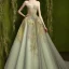 Placeholder: stunning couture gown designed by Marchesa inspired by Fireflies, realistic, detailed, high quality, intricate, dreamlike background