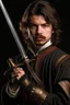 Placeholder: european brown hair young adult royal guard swordsman with rapier