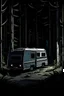 Placeholder: Create an image of a rv stranded in the woods in a dark forest. (Make it seem like a 15 year old drew it for a school assignment make it super simple)