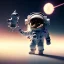 Placeholder: pixar style anamorphic cute astronaut floating in space, full body, puffer jacket, dramatic lighting, hyper realistic, unreal engine 5, 16k, background:space