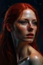 Placeholder: cosmos woman, redhair, photorealistic, wet skin