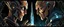 Placeholder: Close-up confrontation between an ancient alien outcast leader synth and a space broker, standing only a meter apart, intense eye contact, glowing crystalline rod between them, anger mixed with sadness, dramatic facial expressions, shallow depth of field, cinematic lighting, stylized 3D anime, airbrush painting, crisp outlines, escher , rembrandt , black swirly border with sacred geometry, characters drawn in front of border
