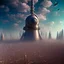 Placeholder: A wasteland, sci-fi city, clouds, polaroid, noon light, Max Ernst, Yves Tanguy, Audubon, 8k, 3d, 33mm photography, bright colours, sharp focus, odd spindle-shaped objects