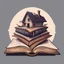 Placeholder: The logo consists of an open book on top of several closed books. A house sits on top of the open book. Illustrative drawing style
