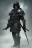 Placeholder: All Black Jqpanese soldier, high tech skull special forces helmet, samurai soldier, white smoke, dark, rage, sorrow, high definition, ultra 8 k, volumetric lighting, blue fire, fog