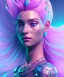 Placeholder: A portrait of a crystalised queen, atmospheric, realistic, unreal engine, cinematic lighting, octane render, transoarent, pink turquoise light