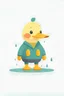 Placeholder: create a simple minimalistic illustration of a little duck wearing rain boots. Use gouache as a medium and 4 muted colors. Make it uplifting, simplistic. Use color blocks, avoid gradient.