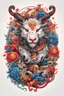 Placeholder: Colorfull Chinese Zodiac tattoo design , classic chinese art style, white background