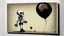 Placeholder: Banksy balloon skeleton cartoon painting