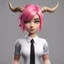 Placeholder: ROBLOX woman character pink hair with horns with white t-shirt and black tie