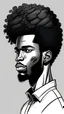 Placeholder: High quality sketch of a handsome ebony man with a short curly afro