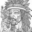 Placeholder: Coloring page for beginers, with "rastaman smoking marijuana", very Bold outlines and white background, cartoon style, minimal number of elements, very simple, not very detailed