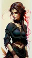 Placeholder: highly detailed, full body oil painting, petite, shyly smiling, woman of Spanish and Lebanese heritage with long dark hair in a single braid, sharply defined angular facial features, anatomic perfection, by Andrea Kowch> <Yoji Shinkawa><Arthur Rackham> <Jean-Giraud Moebius, saturated vibrant natural color tones, precisely drawn and inked, 8k resolution