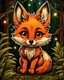 Placeholder: stickers: big, bright, reflective eyes, orange, cartoon caricature, adorable, beautiful little cute fox cub with big eyes, little ears, magical forest background, centered, symmetry, painted, intricate, volumetric lighting, beautiful, rich deep colors masterpiece, sharp focus, ultra detailed, in the style of dan mumford and marc simonetti, astrophotography, sticker, 2d cute, fantasy, dreamy, vector illustration, 2d flat, centered, by Tim Burton, professional, sleek, modern, minimalist, graphic,
