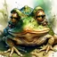 Placeholder: dnd, fantasy, watercolour, humongous strokes, stylistic, portrait, illustration, furry, frog , personable face