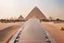 Placeholder: modern tourist walkway with giza pyramids