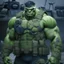 Placeholder: Green Hulk dressed in Navy Seal combat gear