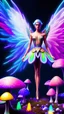 Placeholder: close up of a psychedelic angel flying in a magic forest full of coloured mushrooms, fluorescent, ultra detailed, photorealistic, Android Jones style