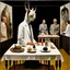 Placeholder: UN conference.a cat and human flesh-like surgical instruments and universe-like a pigeon and neuralink, surrealism,minimalism,Painting By Adrian Ghenie, Rene Magritte, Salvador Dali, Lucian Freud