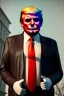 Placeholder: Ultra realistic image, Donald trump zombie, zombie performance, suit, skull, blood, torn arm, night, walking twisted, waist up view, thriller style, dark ambient, highly detailed, White House background, concept art, unreal engine 5, ray tracing, RTX, ultra detail, volumetric lighting, high definition, high resolution.