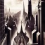 Placeholder: NeoGothic city,Metropolis on sea by fritz Lang,otto hung,futurismo, hyper detailed, matte painting, felix kelly, detailed painting, dynamic lighting