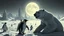 Placeholder: buster keaton as unstable polar growlar bear on the planet of Ceres, with some penguin astronauts, in front of ice megapolis