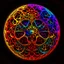 Placeholder: detailed colorful subtractive sphere fractal design showing a glow from inside.