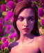 Placeholder: Realistic detailed perfect face portrait of a insane young beautiful woman top model in short open dress. Sensual, volumetric lighting, Unreal Engine 5, 3D Animation Quality, Octane Rendering. A masterpiece. There are water, flowers, vivid colors.