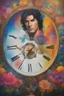 Placeholder: Hickory Dickory dock the man ran up the clock, Paul Stanley/Elvis Presley/Keanu Reeves/Jon Bernthal, multicolored, large, Floral/rainbow designs, atmospheric, beautiful, oil painting by Boris Vallejo, 4k UHD, Photorealistic, professional quality