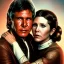 Placeholder: carrie fisher embracing harrison ford, waist up portrait, intricate, oil on canvas, masterpiece, expert, insanely detailed, 4k resolution, cinematic smooth, intricate detail , soft smooth lighting, soft pastel colors,