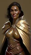 Placeholder: A tall human woman with tanned skin. Her face, marked by the years, always has a smirk on it, showing her superiority in the eyes of the others. She is dressed in leather armor and wears a cape.