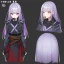 Placeholder: High quality, Detailed, Black long hair, Purple eyes, mouth open, blushing, ninja clothes, concept art