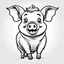 Placeholder: Coloring page, white background, cartoon style, smiling pig