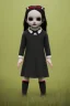 Placeholder: Wednesday Addams toddler, full body, bokeh, hyper realistic