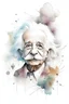 Placeholder: Generate an AI watercolor illustration depicting a whimsical full-body view of a hybrid character that seamlessly merges the distinctive features of Albert Einstein and a squirrel. The illustration should showcase a squirrel's head and body, with Albert Einstein's iconic face, including his white bushy mustache and fuzzy hair. Emphasize a harmonious blend of these elements to create a visually engaging and amusing representation of the Einstein-squirrel hybrid.